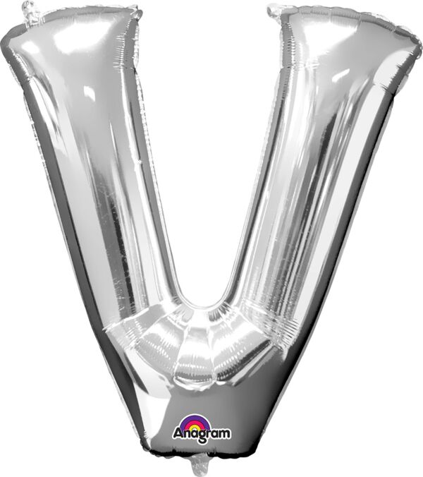 Silver Letter V 34 Inch